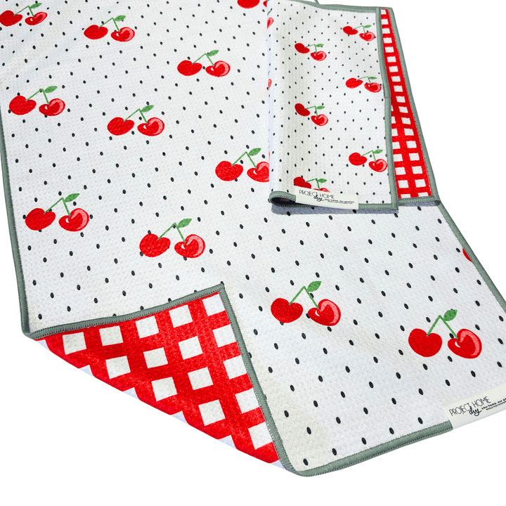 Cherry Pop | Waffle Weave Microfiber Towels Kitchen & Bath Hand Towels Reversible Hand Towel | Towel Collective | Cody, WY