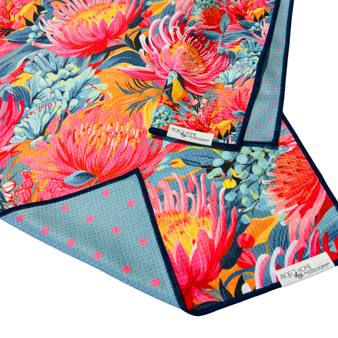 Flower Polka | Waffle Weave Microfiber Towels Kitchen & Bath Hand Towels Reversible Hand Towel | Towel Collective | Cody, WY