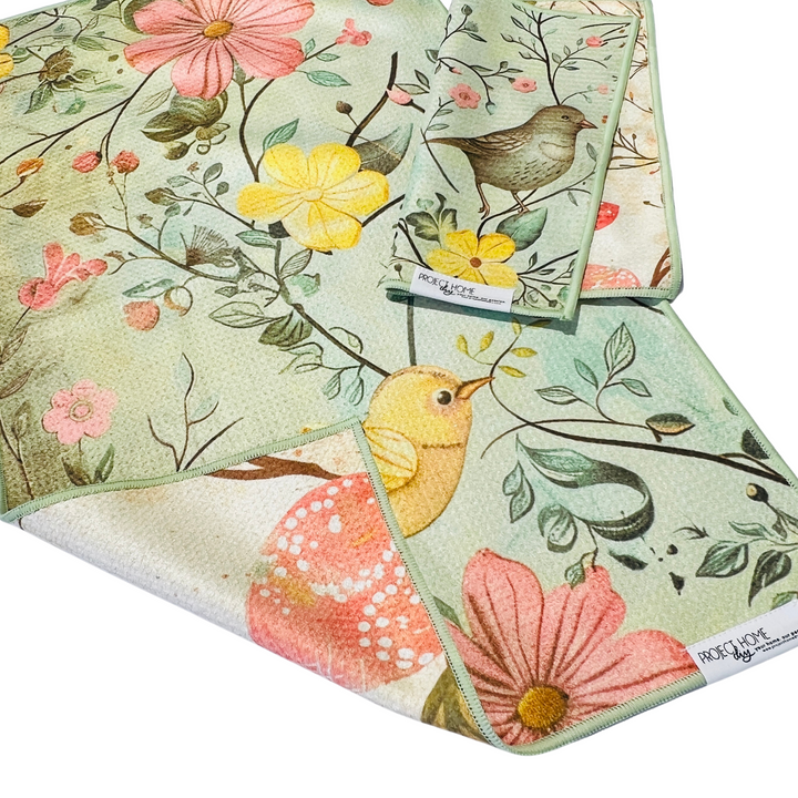 Springtime Birds | Waffle Weave Microfiber Towels Kitchen & Bath Hand Towels Reversible Hand Towel | Towel Collective | Cody, WY