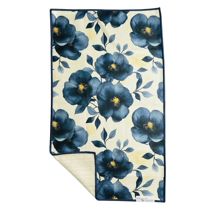 Black Floral | Waffle Weave Microfiber Towels Kitchen & Bath Hand Towels Reversible Hand Towel | Towel Collective | Cody, WY