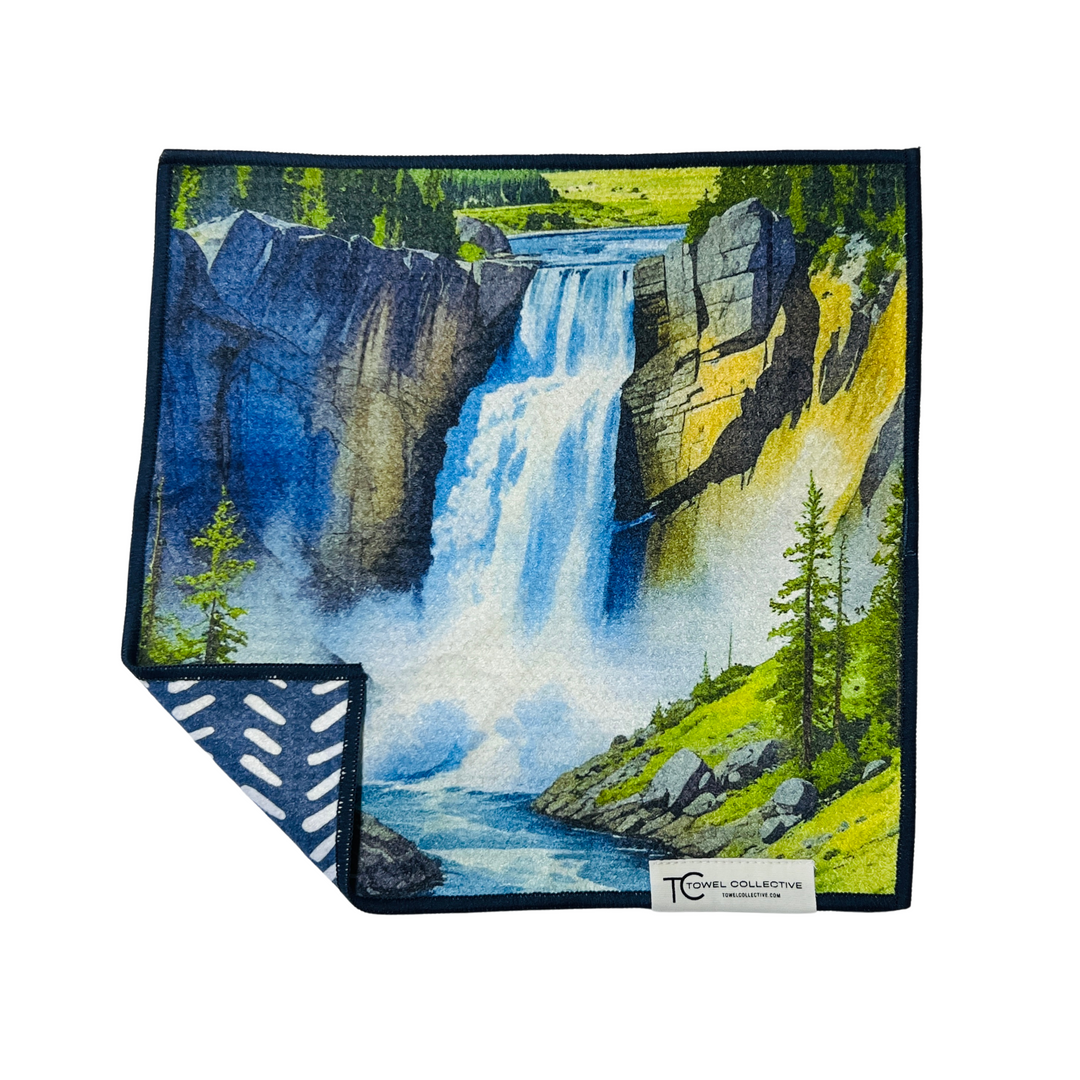Lower Falls | Yellowstone Collection | Waffle Weave Microfiber Towels Kitchen & Bath Hand Towels Reversible Hand Towel | Towel Collective | Cody, WY