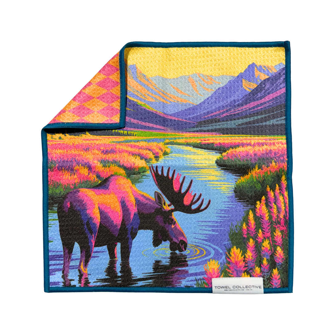 Wildlight Moose | Waffle Weave Microfiber Towels Kitchen & Bath
