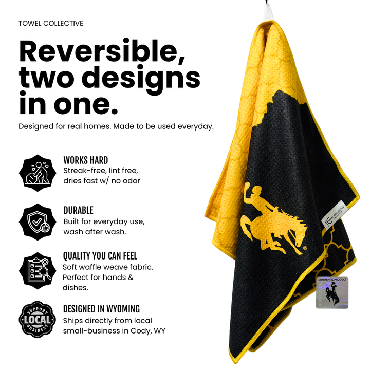 Home of the Brown & Gold | Waffle Weave Microfiber Towels Kitchen & Bath Hand Towels Reversible Hand Towel | Towel Collective | Cody, WY