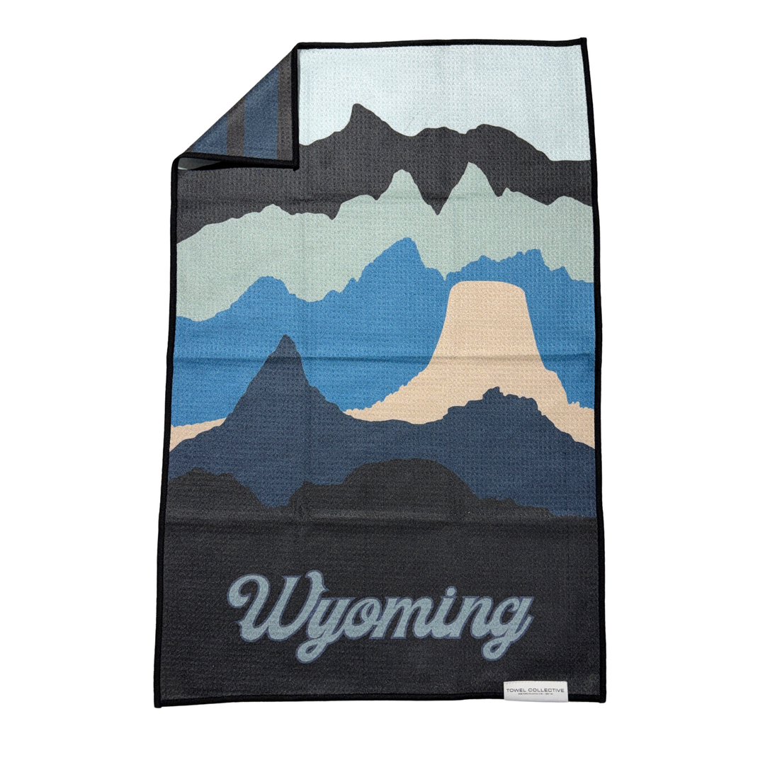 Cowboy State Skyline | Waffle Weave Microfiber Towels Kitchen & Bath