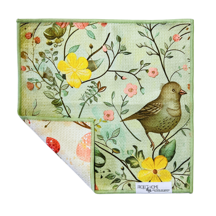 Springtime Birds | Waffle Weave Microfiber Towels Kitchen & Bath Hand Towels Reversible Hand Towel | Towel Collective | Cody, WY