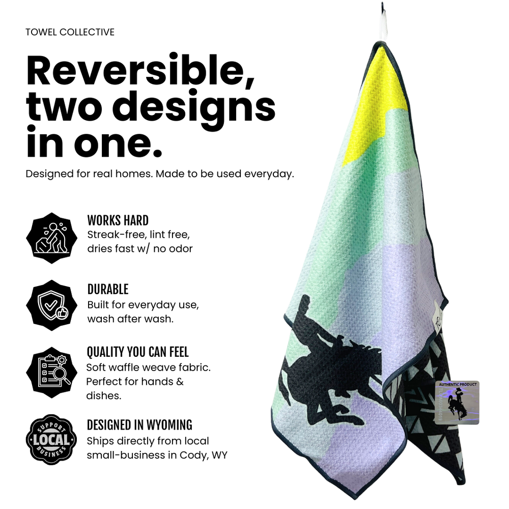 Neon Cowboy | Waffle Weave Microfiber Towels Kitchen & Bath Hand Towels Reversible Hand Towel | Towel Collective | Cody, WY