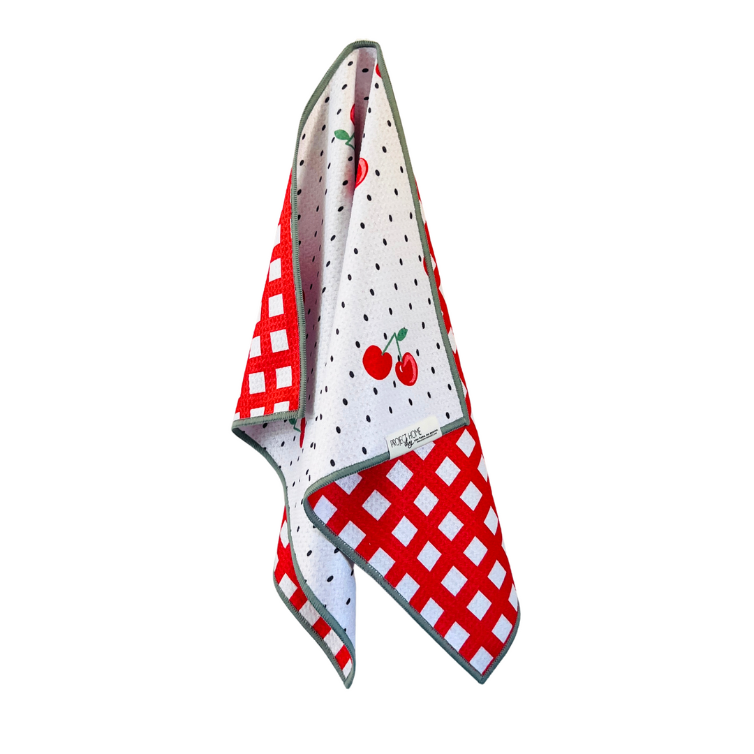 Cherry Pop | Waffle Weave Microfiber Towels Kitchen & Bath Hand Towels Reversible Hand Towel | Towel Collective | Cody, WY