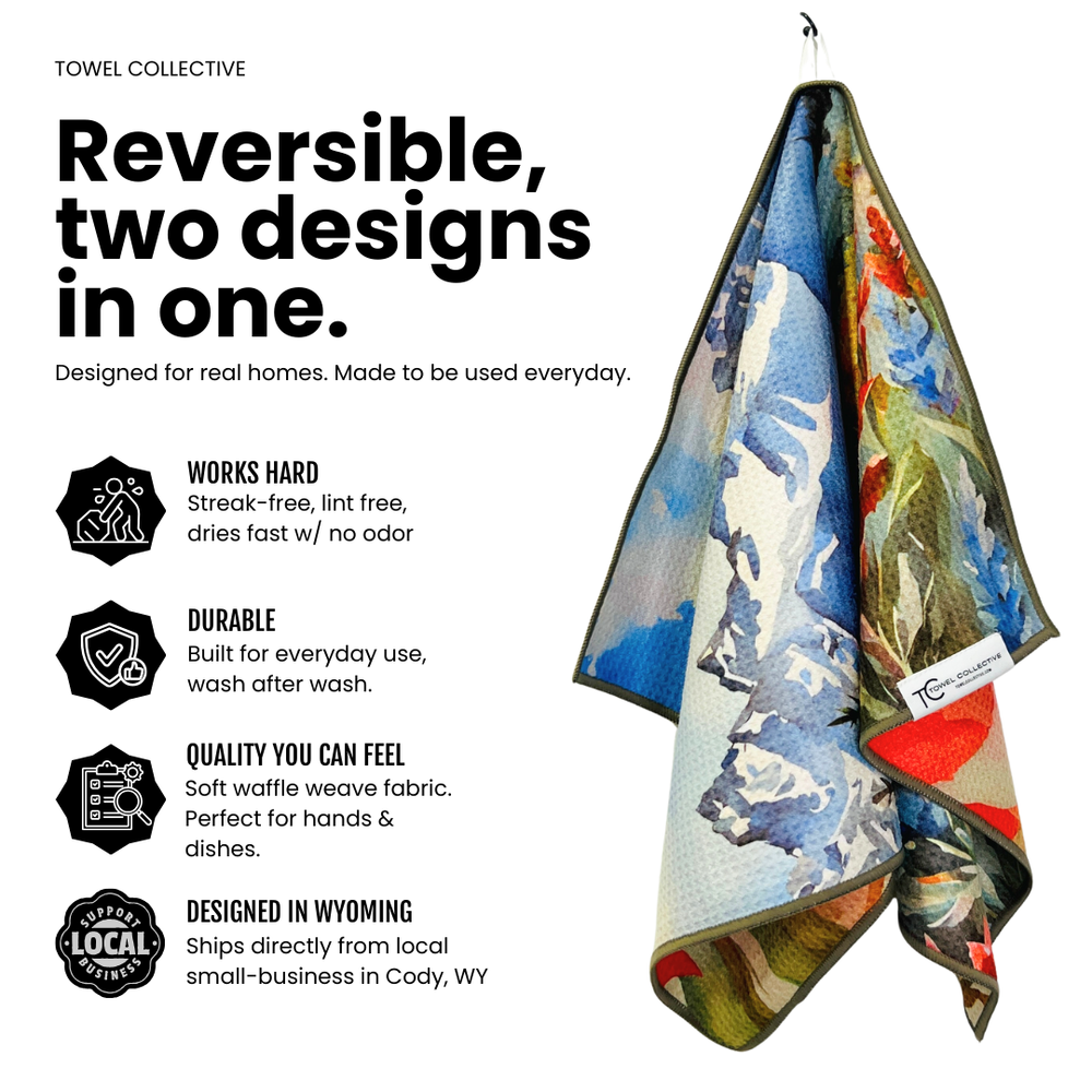 Grand Paintbrush | Waffle Weave Microfiber Towels Kitchen & Bath Hand Towels Reversible Hand Towel | Towel Collective | Cody, WY