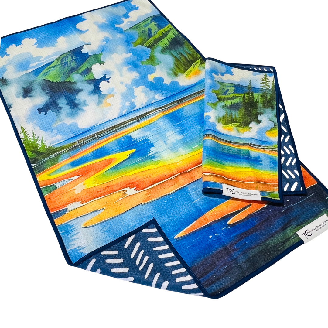 Grand Prismatic | Yellowstone Collection | Waffle Weave Microfiber Towels Kitchen & Bath Hand Towels Reversible Hand Towel | Towel Collective | Cody, WY