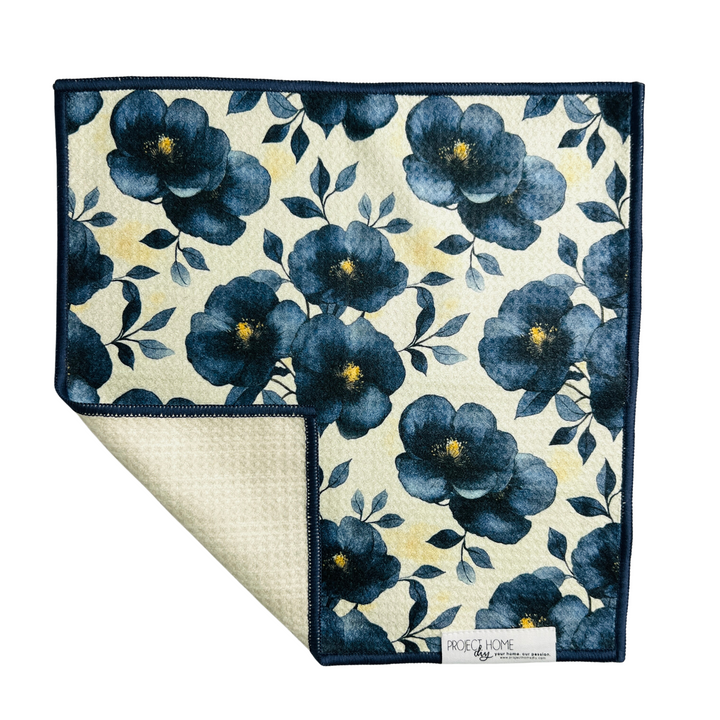 Black Floral | Waffle Weave Microfiber Towels Kitchen & Bath Hand Towels Reversible Hand Towel | Towel Collective | Cody, WY