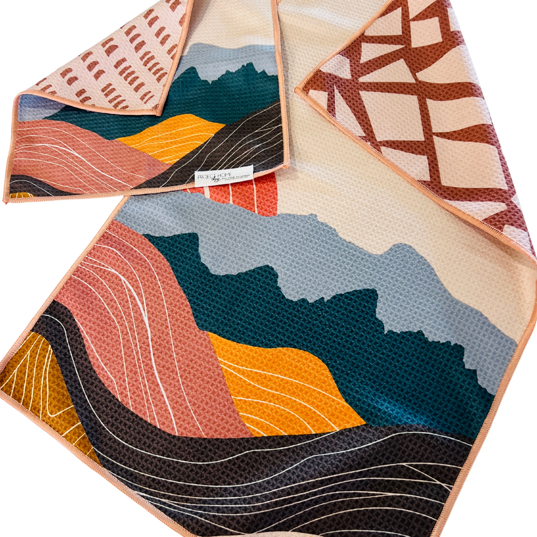 Wyoming Sunrise | Waffle Weave Microfiber Towels Kitchen & Bath Hand Towels Reversible Hand Towel | Towel Collective | Cody, WY
