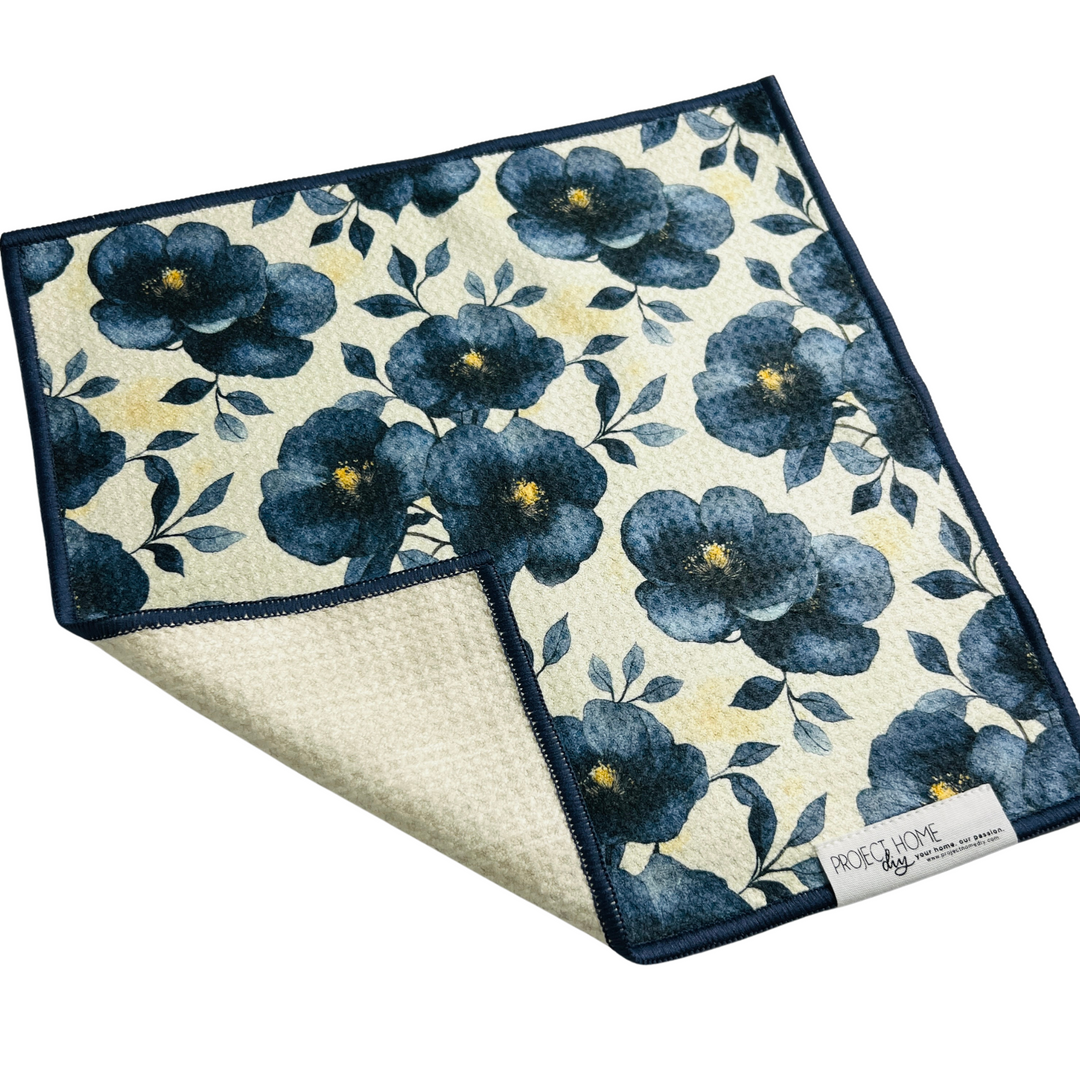 Black Floral | Waffle Weave Microfiber Towels Kitchen & Bath Hand Towels Reversible Hand Towel | Towel Collective | Cody, WY