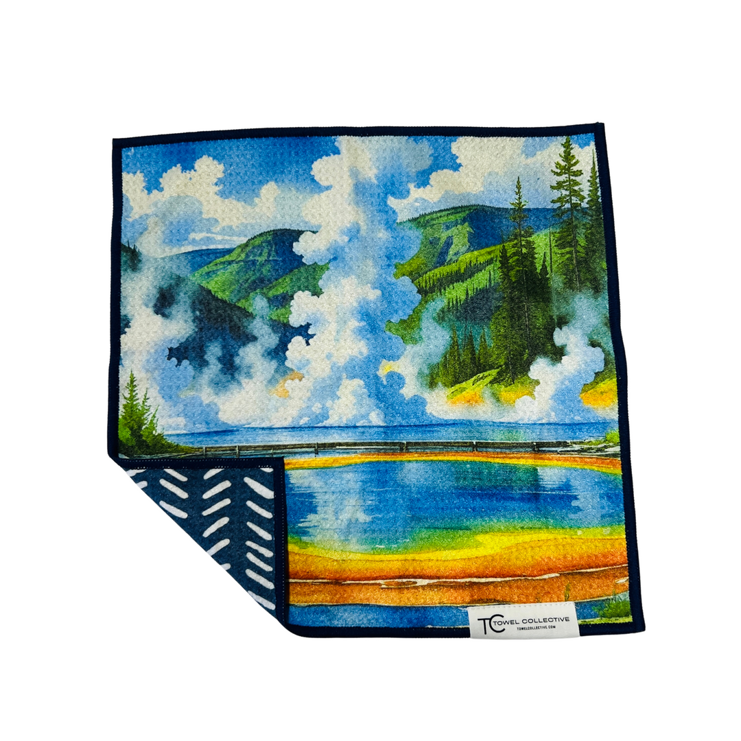 Grand Prismatic | Yellowstone Collection | Waffle Weave Microfiber Towels Kitchen & Bath Hand Towels Reversible Hand Towel | Towel Collective | Cody, WY