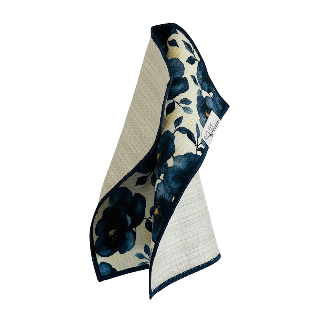 Black Floral | Waffle Weave Microfiber Towels Kitchen & Bath Hand Towels Reversible Hand Towel | Towel Collective | Cody, WY