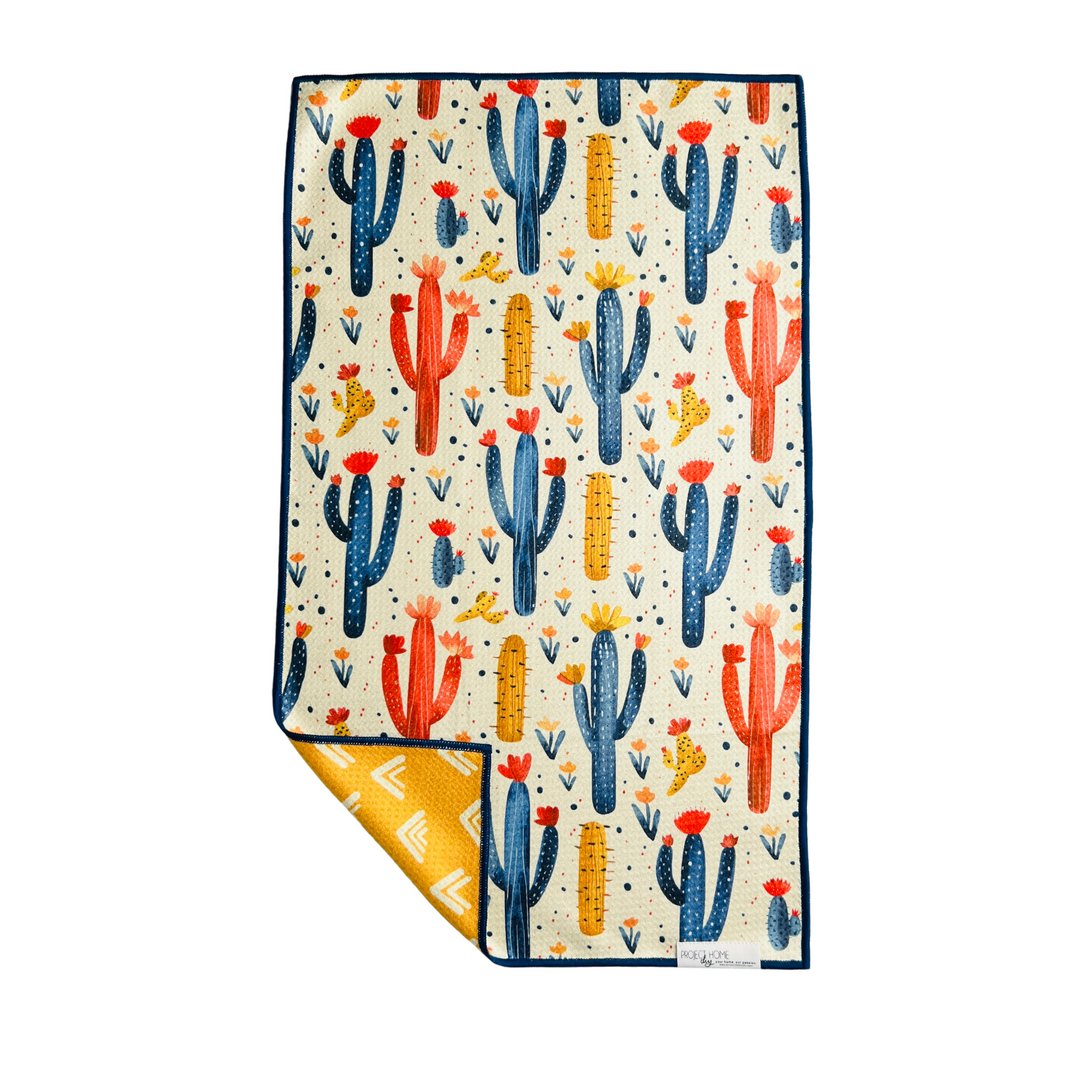 Cactus Sunshine | Waffle Weave Microfiber Towels Kitchen & Bath Hand Towels Reversible Hand Towel | Towel Collective | Cody, WY