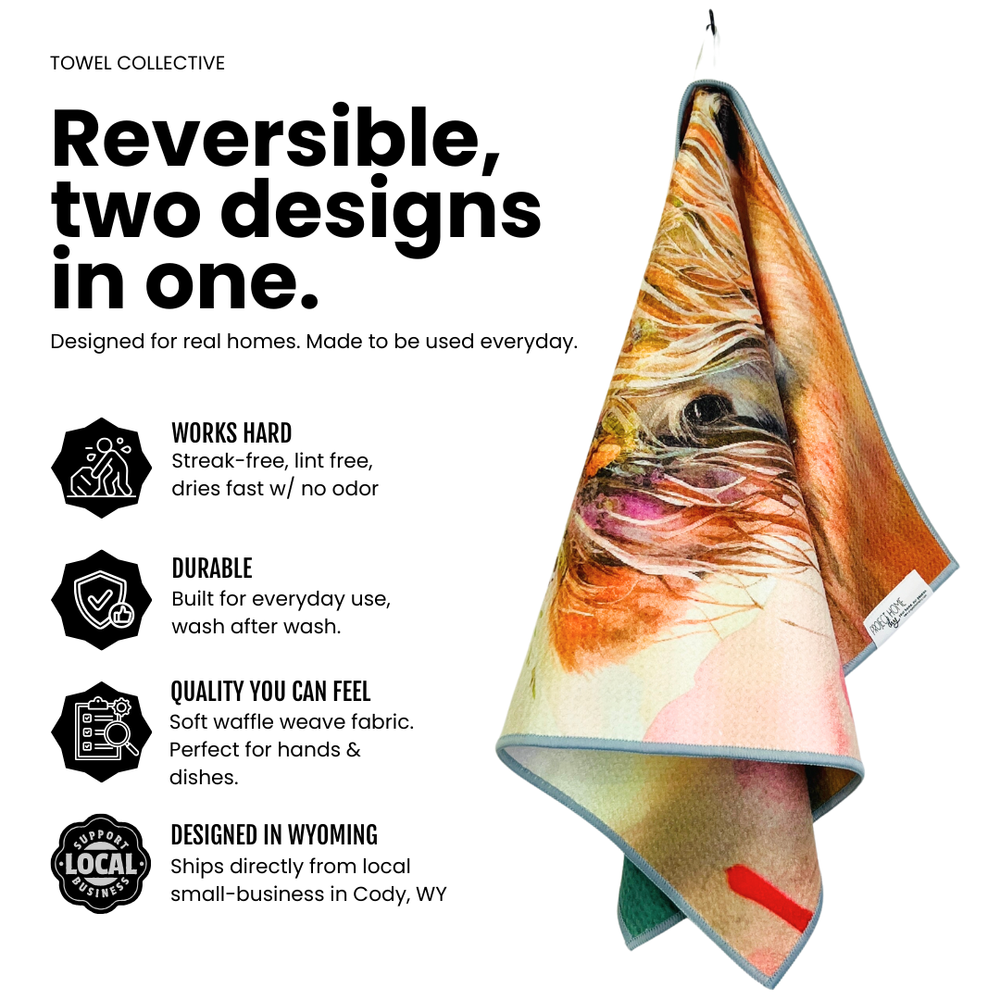 Jenny From the Highest Land | Waffle Weave Microfiber Towels Kitchen & Bath Hand Towels Reversible Hand Towel | Towel Collective | Cody, WY