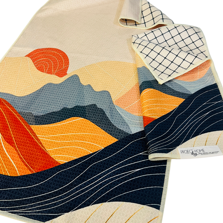 Mountain Sunset | Waffle Weave Microfiber Towels Kitchen & Bath Hand Towels Reversible Hand Towel | Towel Collective | Cody, WY