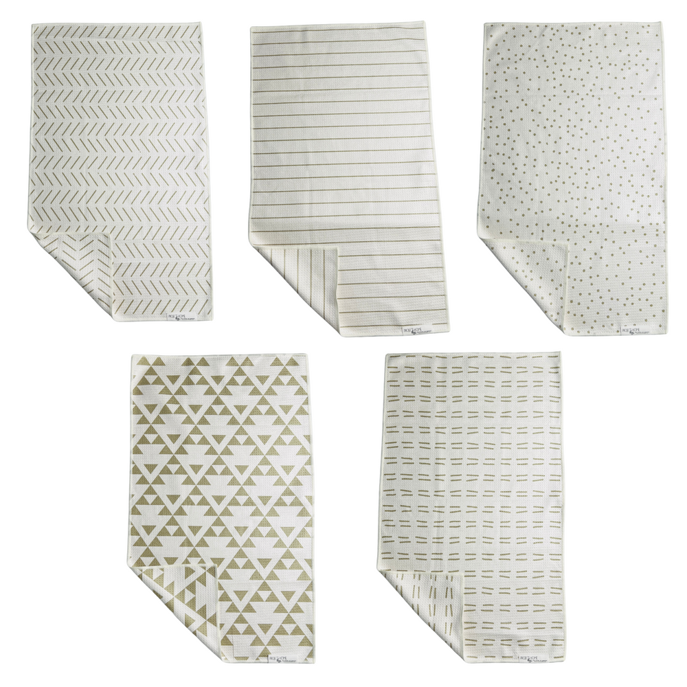 Neutral 5 Pack | Waffle Weave Microfiber Towels Kitchen & Bath Hand Towels Reversible Hand Towel | Towel Collective | Cody, WY