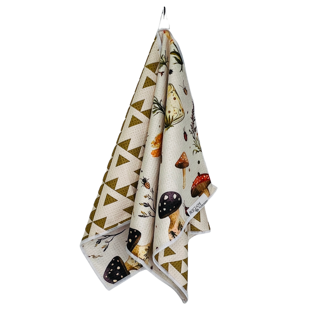 Shroomville | Waffle Weave Microfiber Towels Kitchen & Bath Hand Towels Reversible Hand Towel | Towel Collective | Cody, WY