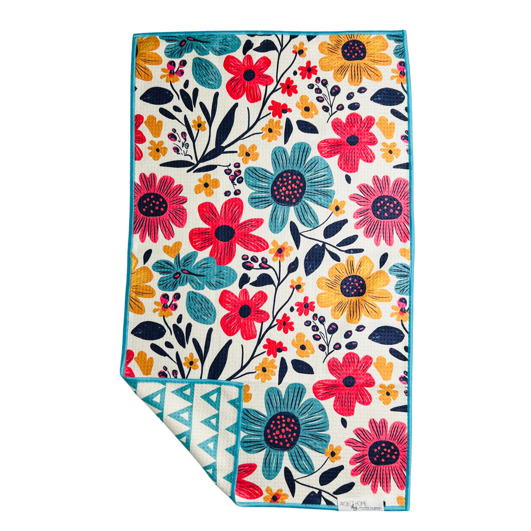 Aqua Bloom | Reversible Towel Hand Towels Reversible Hand Towel | Towel Collective | Cody, WY