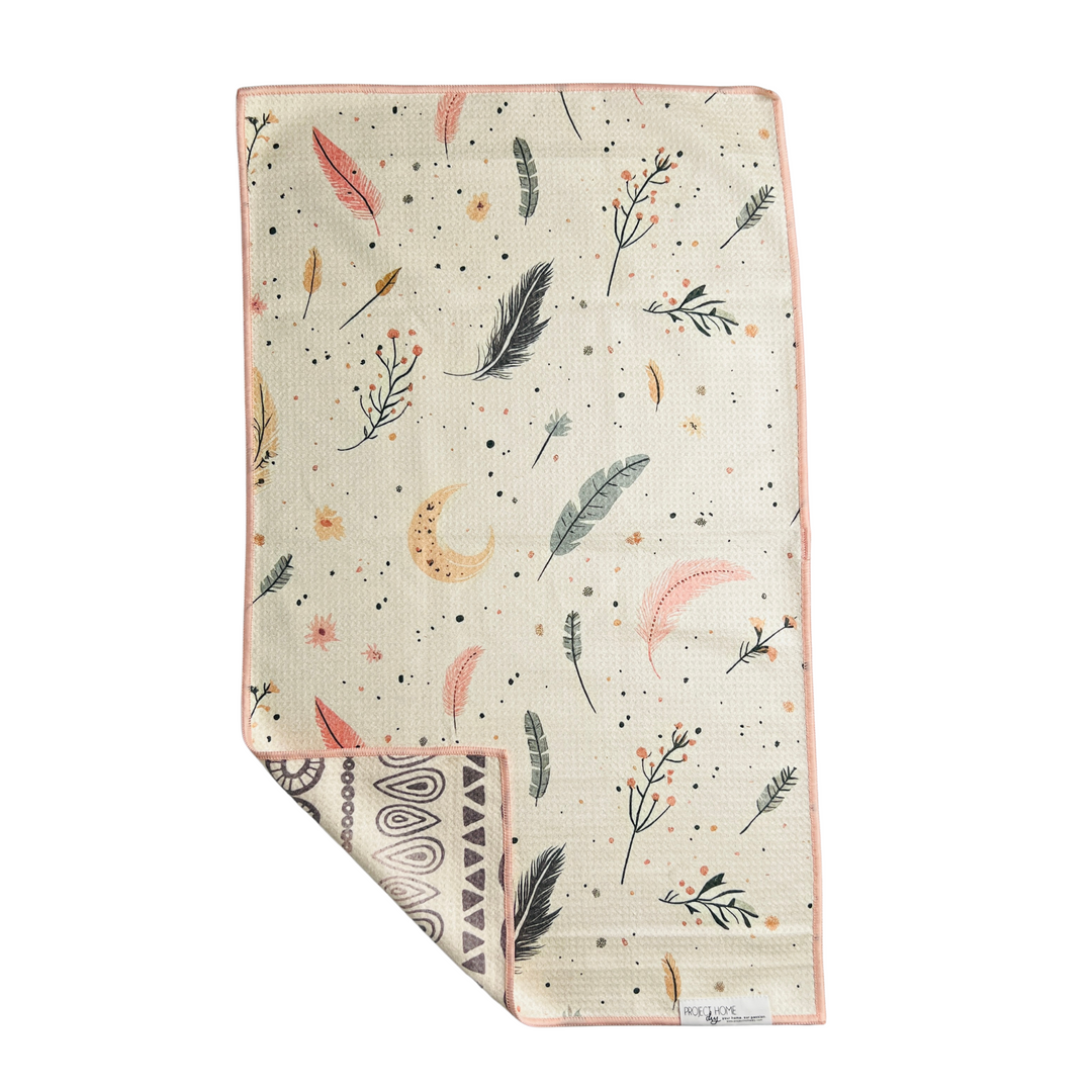 Boho Feather | Waffle Weave Microfiber Towels Kitchen & Bath Hand Towels Reversible Hand Towel | Towel Collective | Cody, WY