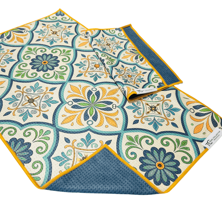 Turquoise Tile | Waffle Weave Microfiber Towels Kitchen & Bath Hand Towels Reversible Hand Towel | Towel Collective | Cody, WY