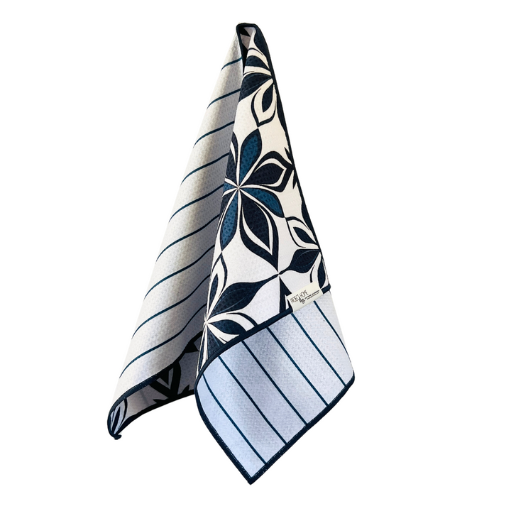 Navy Tiles | Waffle Weave Microfiber Towels Kitchen & Bath Hand Towels Reversible Hand Towel | Towel Collective | Cody, WY