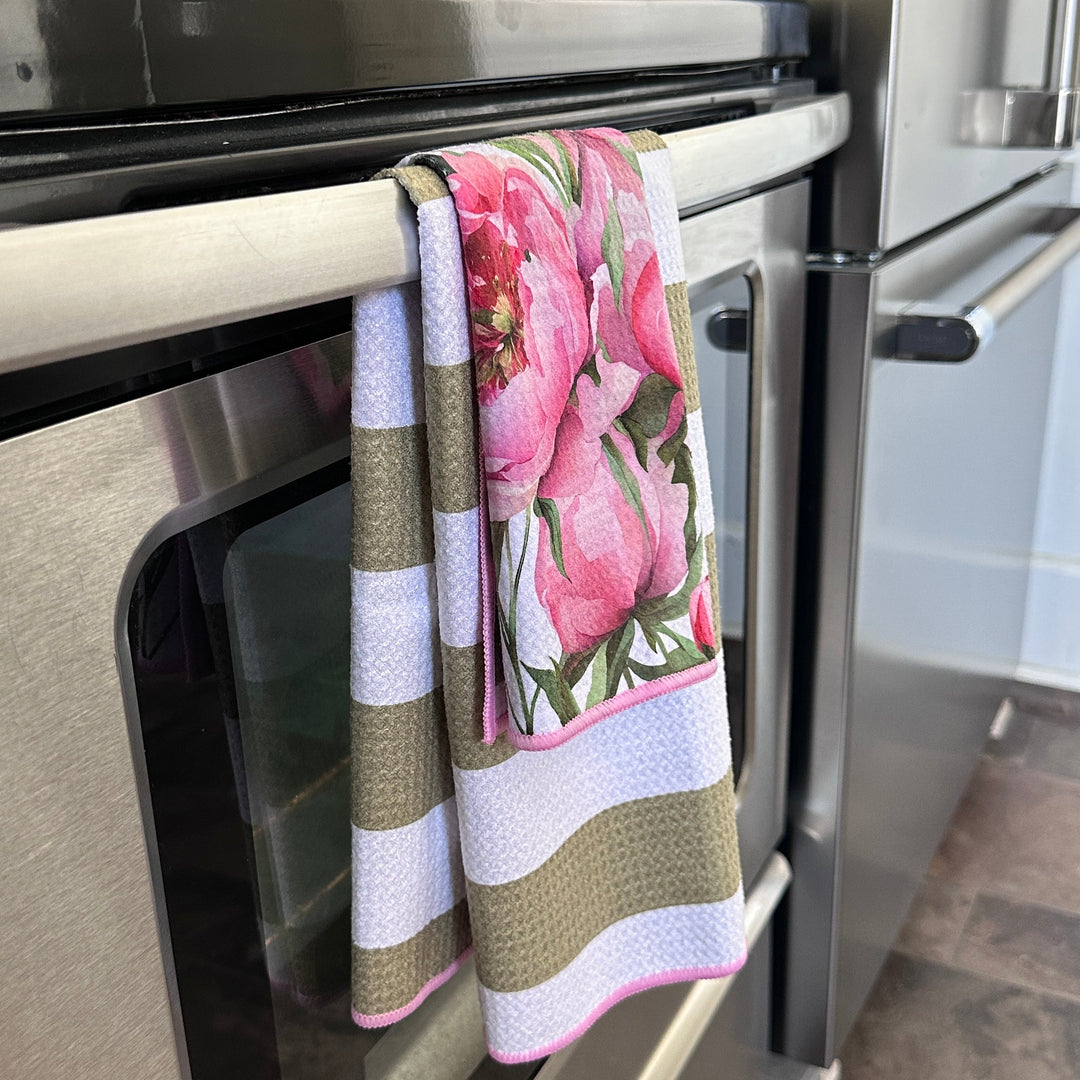 Peony Paradise | Waffle Weave Microfiber Towels Kitchen & Bath Hand Towels Reversible Hand Towel | Towel Collective | Cody, WY