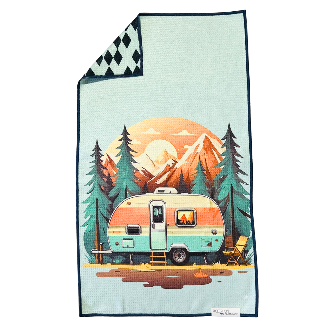 Wanderlust | Waffle Weave Microfiber Towels Kitchen & Bath Hand Towels Reversible Hand Towel | Towel Collective | Cody, WY