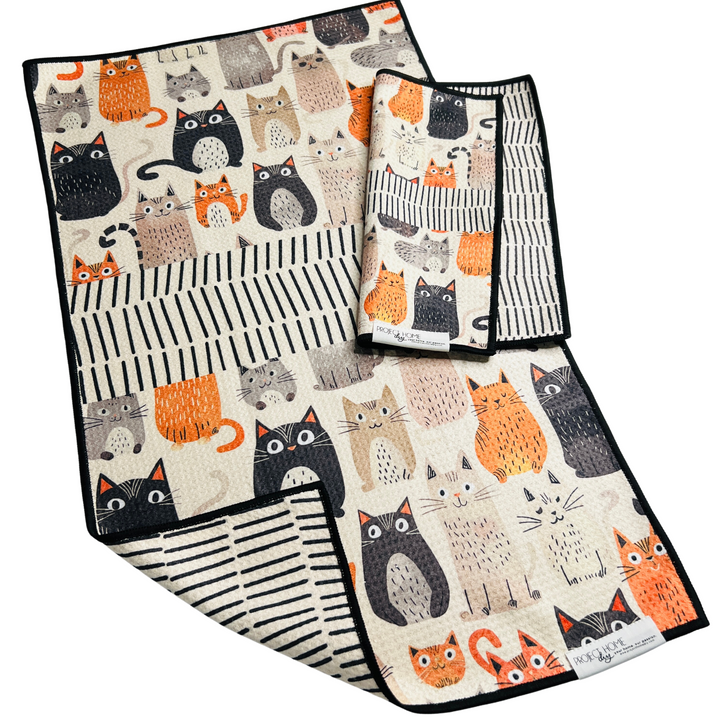 Cattitude | Waffle Weave Microfiber Towels Kitchen & Bath Hand Towels Reversible Hand Towel | Towel Collective | Cody, WY