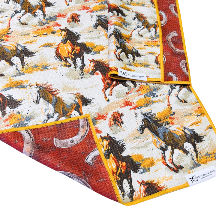 Horse Country | Waffle Weave Microfiber Towels Kitchen & Bath Hand Towels Reversible Hand Towel | Towel Collective | Cody, WY