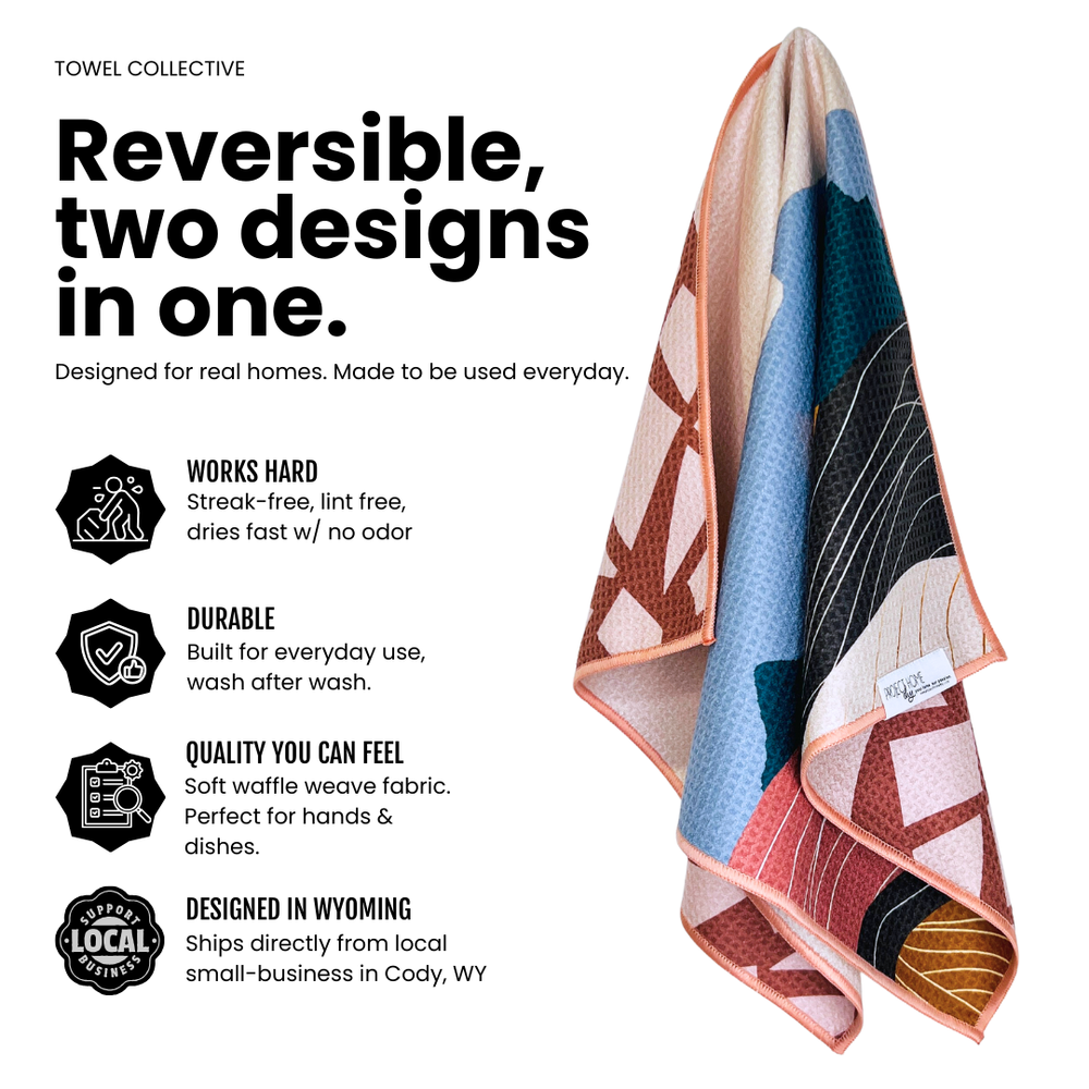 Wyoming Sunrise | Waffle Weave Microfiber Towels Kitchen & Bath Hand Towels Reversible Hand Towel | Towel Collective | Cody, WY