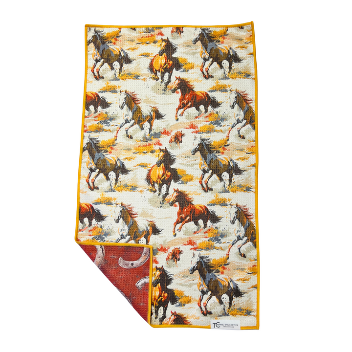 Horse Country | Waffle Weave Microfiber Towels Kitchen & Bath Hand Towels Reversible Hand Towel | Towel Collective | Cody, WY