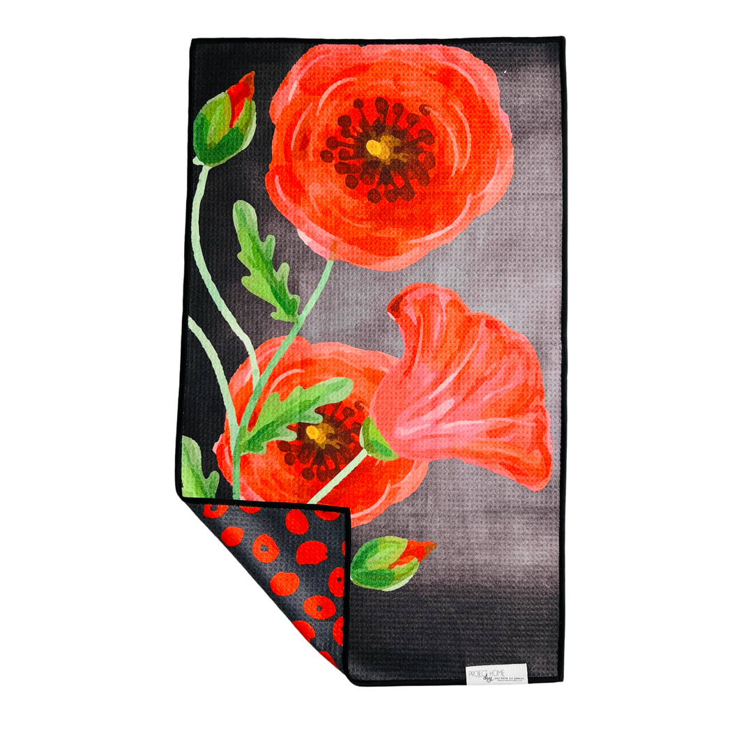 Poppy Perfection | Waffle Weave Microfiber Towels Kitchen & Bath Hand Towels Reversible Hand Towel | Towel Collective | Cody, WY