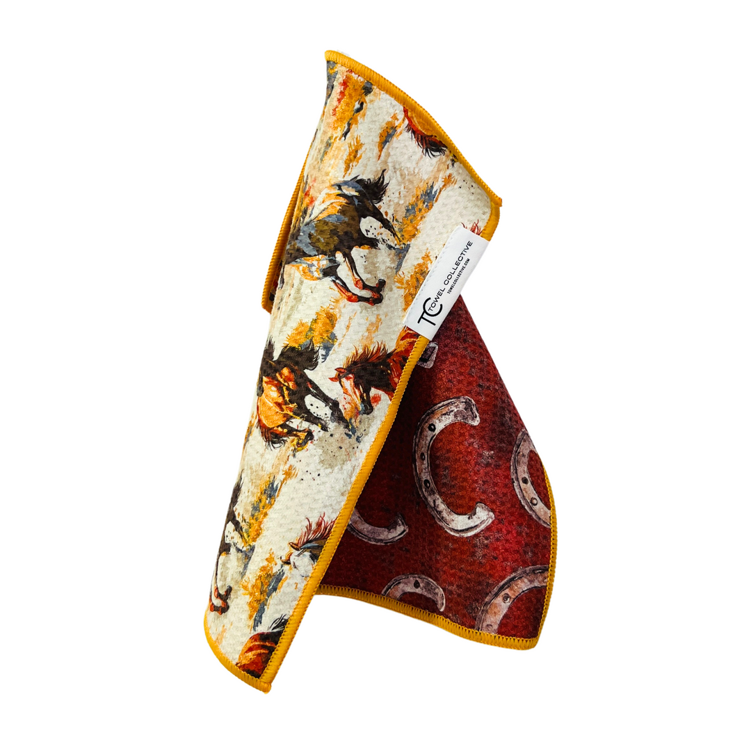 Horse Country | Waffle Weave Microfiber Towels Kitchen & Bath Hand Towels Reversible Hand Towel | Towel Collective | Cody, WY