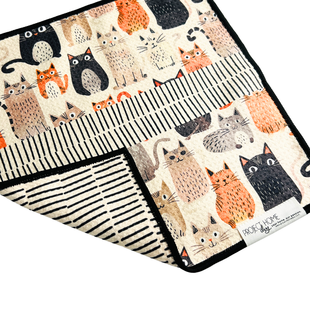 Cattitude | Waffle Weave Microfiber Towels Kitchen & Bath Hand Towels Reversible Hand Towel | Towel Collective | Cody, WY