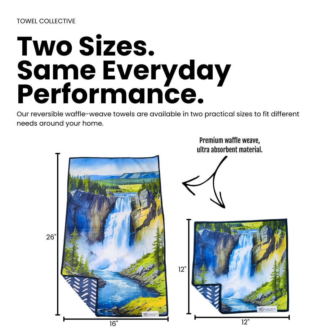 Lower Falls | Yellowstone Collection | Waffle Weave Microfiber Towels Kitchen & Bath Hand Towels Reversible Hand Towel | Towel Collective | Cody, WY