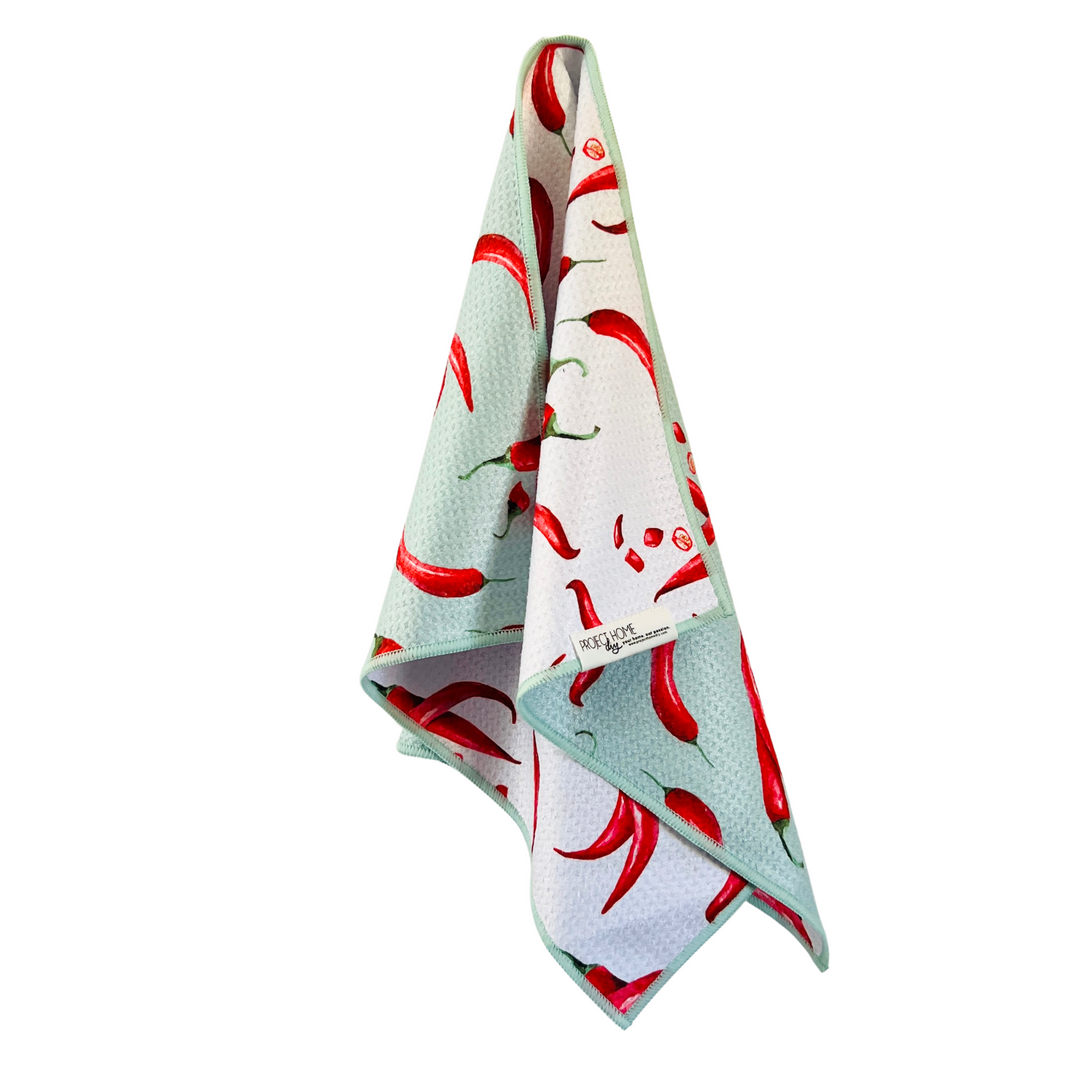 Hot Stuff! Peppers | Waffle Weave Microfiber Towels Kitchen & Bath Hand Towels Reversible Hand Towel | Towel Collective | Cody, WY