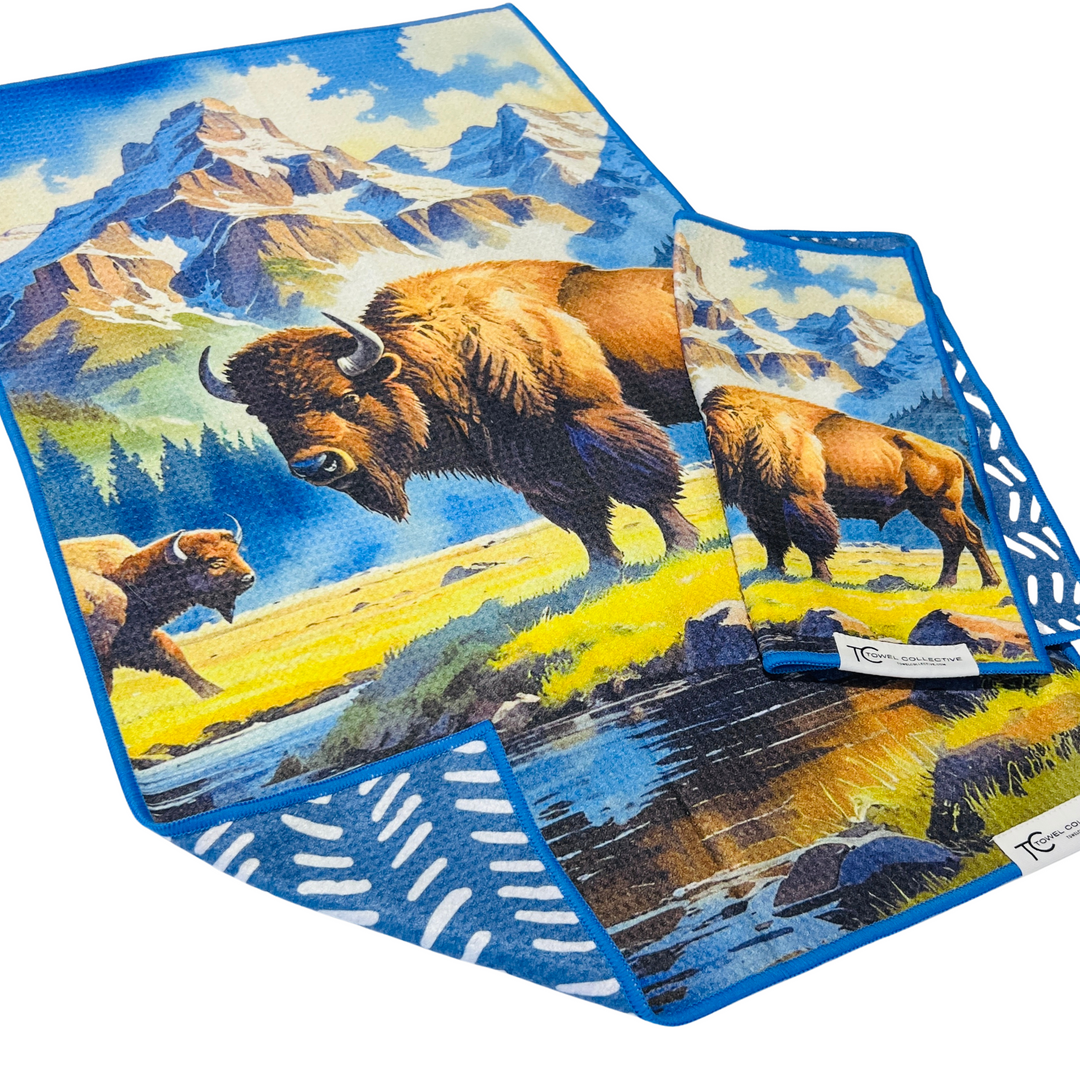 Tatonka Grand | Yellowstone Collection | Waffle Weave Microfiber Towels Kitchen & Bath Hand Towels Reversible Hand Towel | Towel Collective | Cody, WY