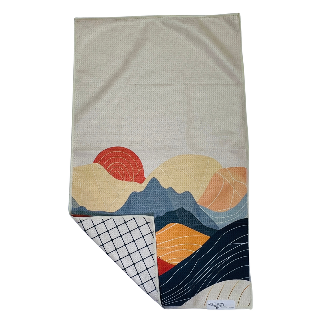 Mountain Sunset | Waffle Weave Microfiber Towels Kitchen & Bath Hand Towels Reversible Hand Towel | Towel Collective | Cody, WY