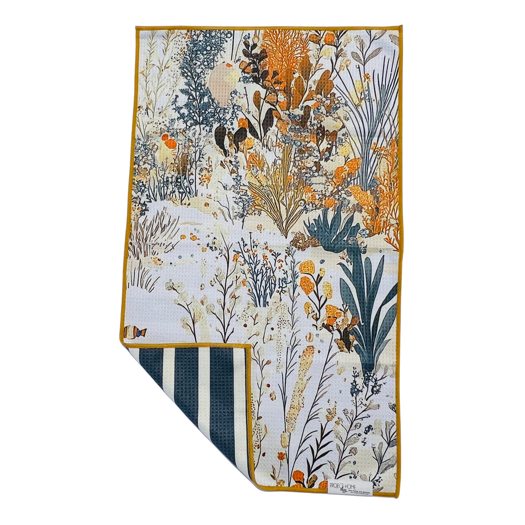 Seaweed Stripe | Waffle Weave Microfiber Towels Kitchen & Bath Hand Towels Reversible Hand Towel | Towel Collective | Cody, WY