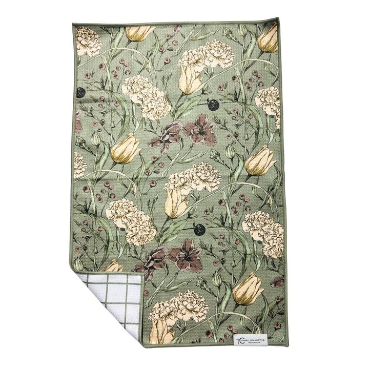 Apothecary Floral | Waffle Weave Microfiber Towels Kitchen & Bath Reversible Hand Towel | Towel Collective | Cody, WY
