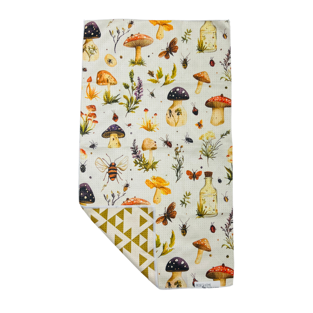 Shroomville | Waffle Weave Microfiber Towels Kitchen & Bath Hand Towels Reversible Hand Towel | Towel Collective | Cody, WY
