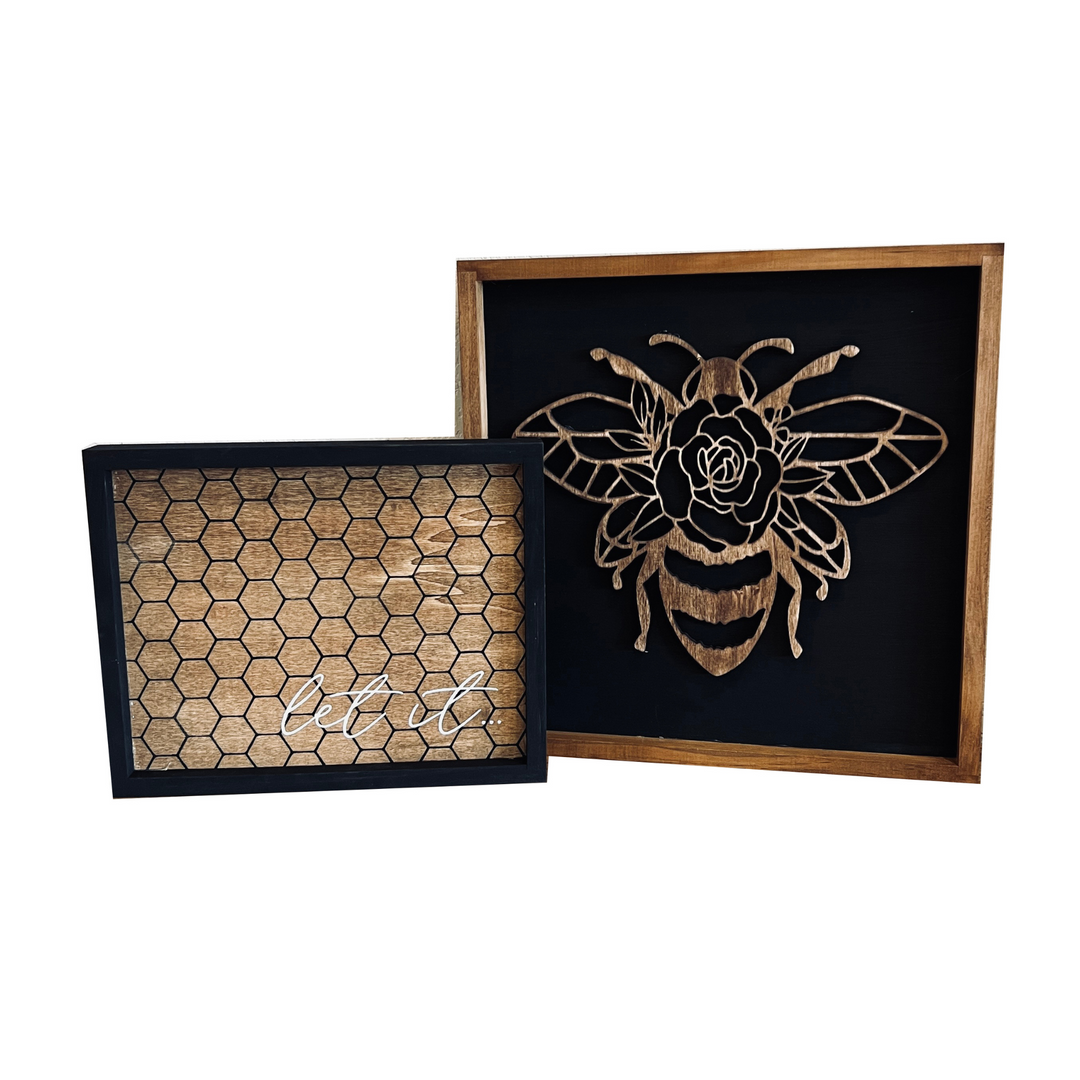 Let it Bee... | DIY Wood Signs with Wood Bee Decor Reversible Hand Towel | Towel Collective | Cody, WY
