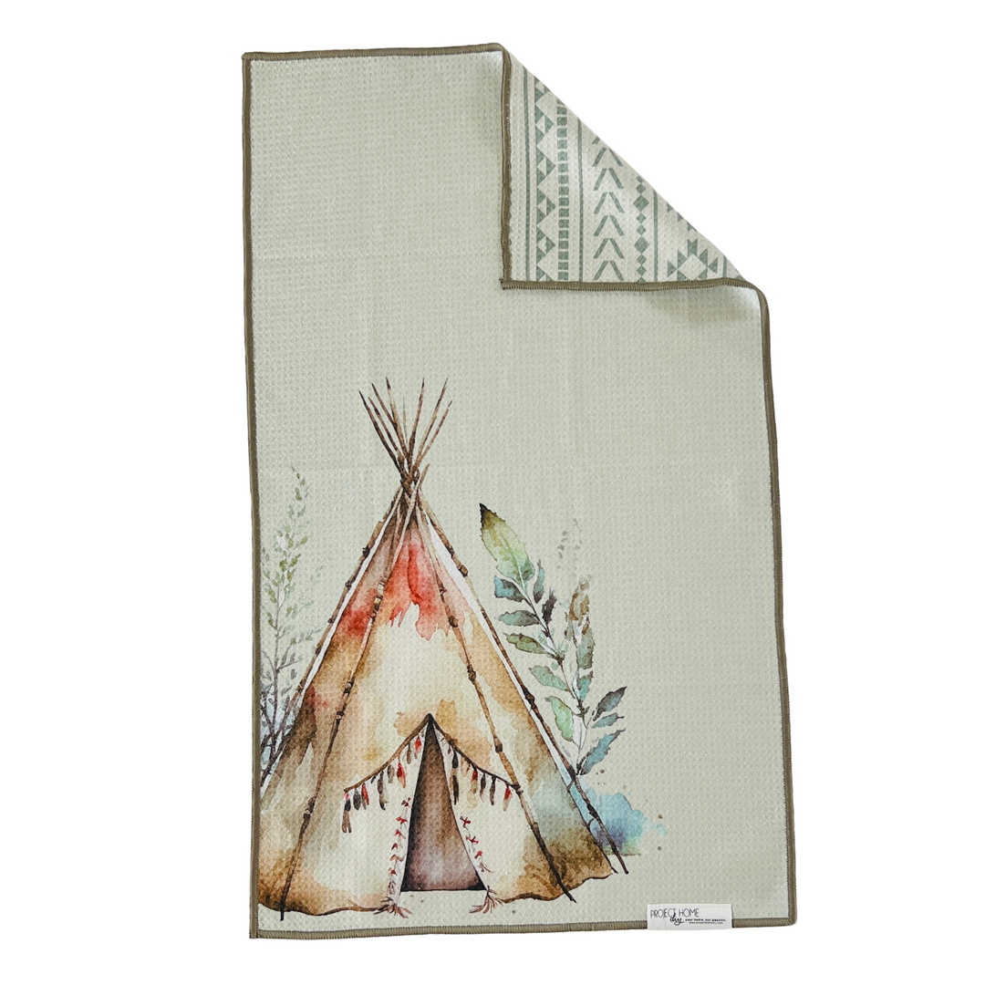 Teepee Time | Waffle Weave Microfiber Towels Kitchen & Bath Hand Towels Reversible Hand Towel | Towel Collective | Cody, WY