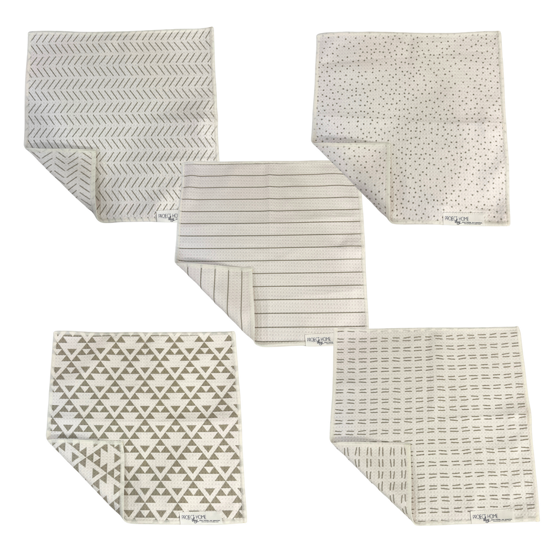Neutral 5 Pack | Waffle Weave Microfiber Towels Kitchen & Bath Hand Towels Reversible Hand Towel | Towel Collective | Cody, WY