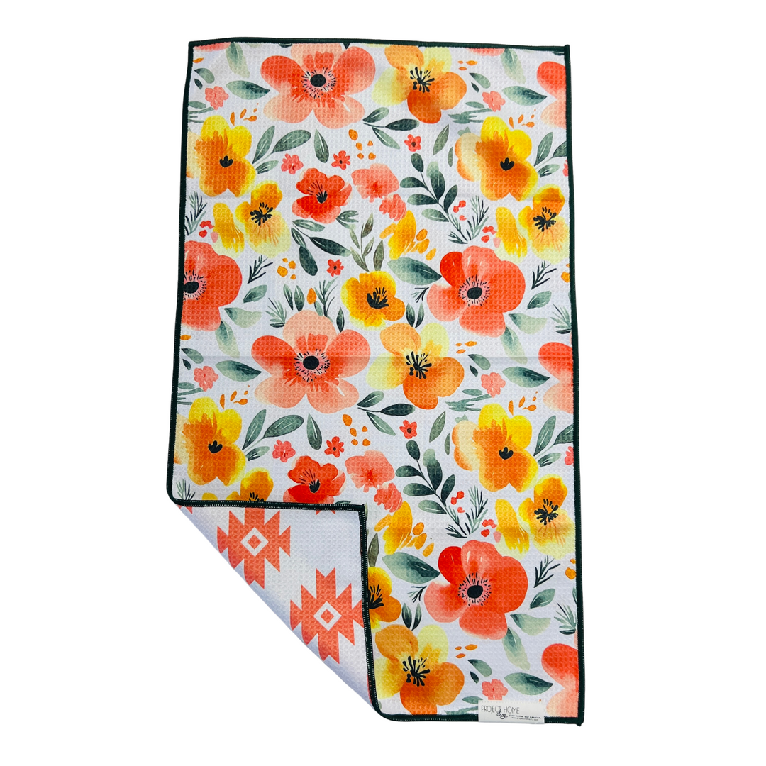Floral Tribe | Waffle Weave Microfiber Towels Kitchen & Bath Hand Towels Reversible Hand Towel | Towel Collective | Cody, WY