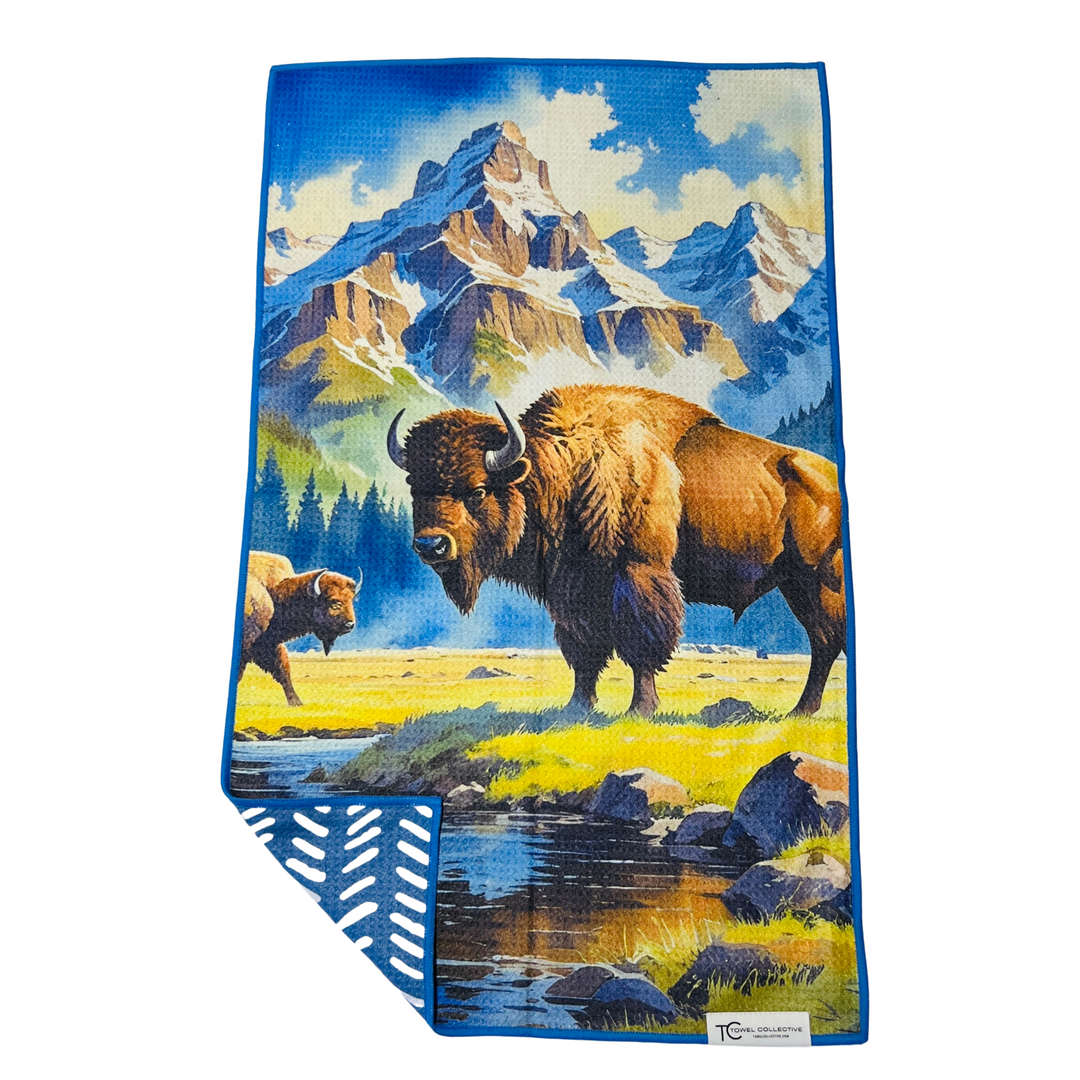 Tatonka Grand | Yellowstone Collection | Waffle Weave Microfiber Towels Kitchen & Bath Hand Towels Reversible Hand Towel | Towel Collective | Cody, WY