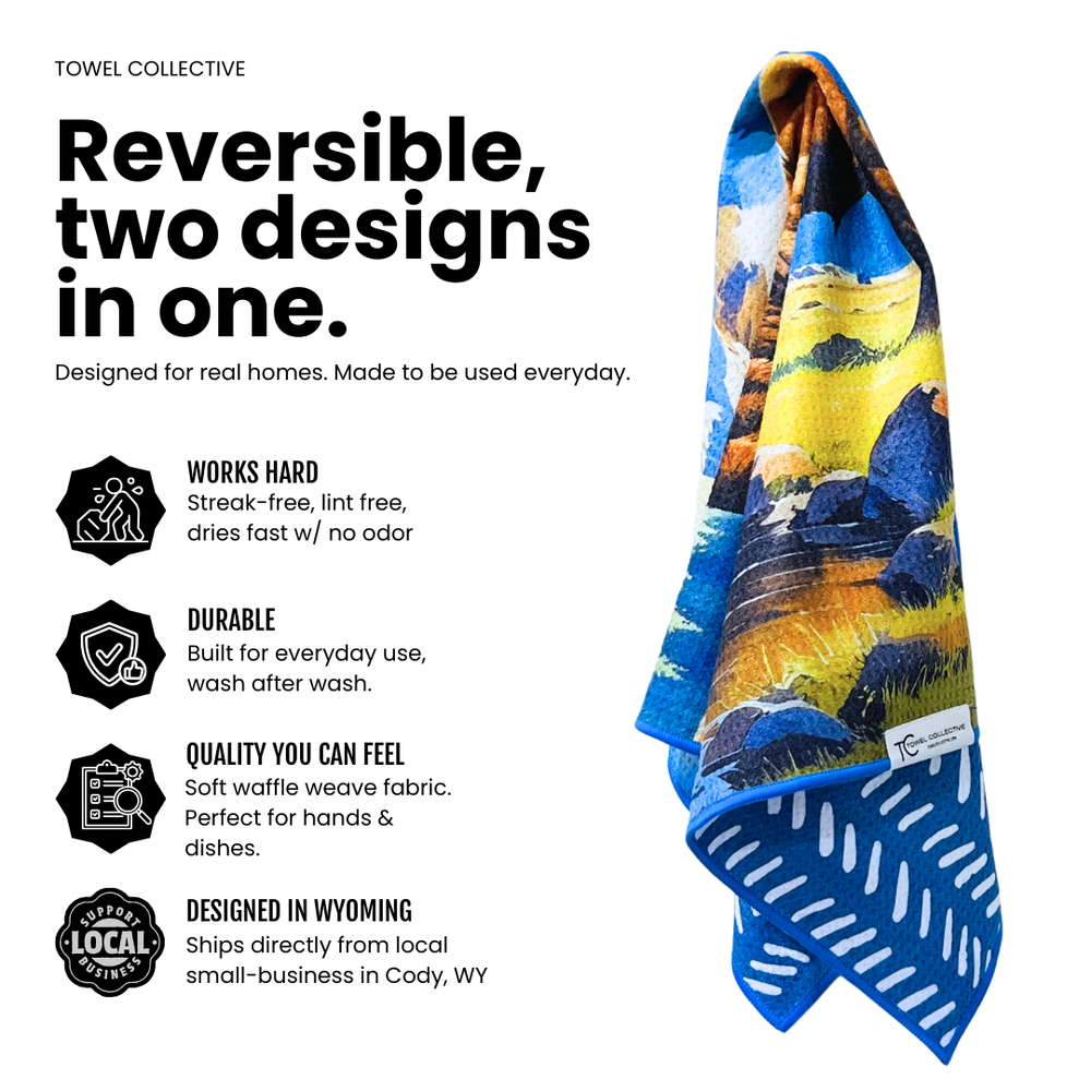 Tatonka Grand | Yellowstone Collection | Waffle Weave Microfiber Towels Kitchen & Bath Hand Towels Reversible Hand Towel | Towel Collective | Cody, WY