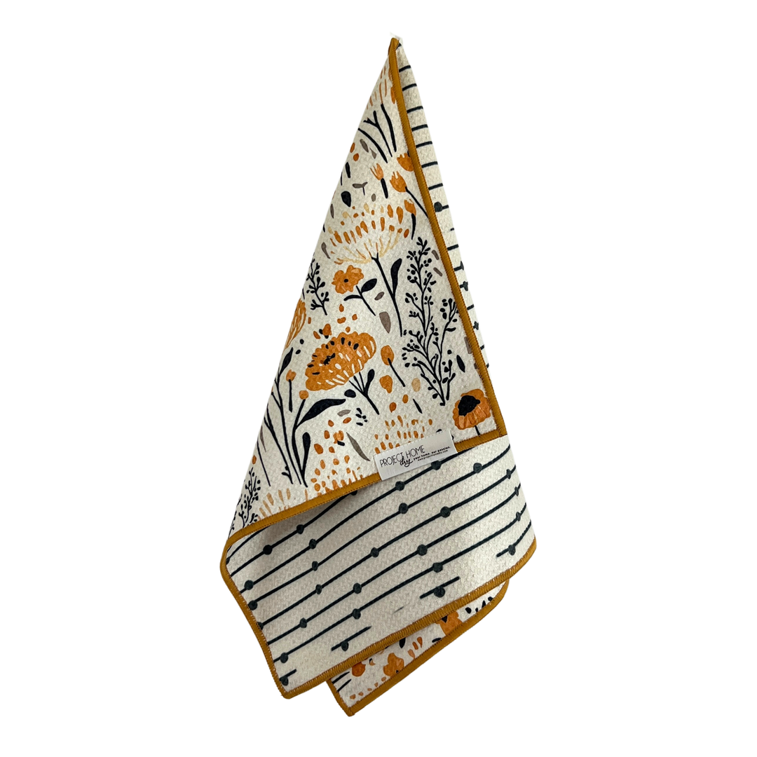 Marigold Mania | Waffle Weave Microfiber Towels Kitchen & Bath Hand Towels Reversible Hand Towel | Towel Collective | Cody, WY